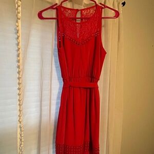 Beautiful lace bright pink/red dress, size XS, brand IZ Byer